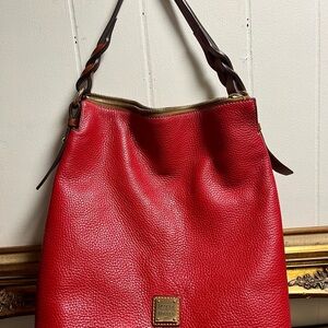 Dooney & Bourke Red Pebbled Leather Hobo Bag